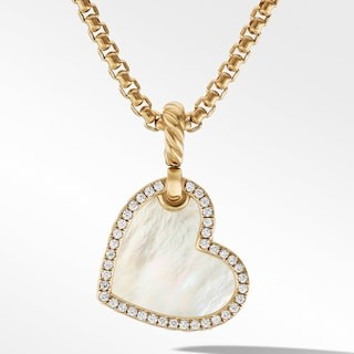 DY Elements® Heart Amulet in 18K Yellow Gold with Mother of Pearl and Pavé Diamonds | David Yurman
