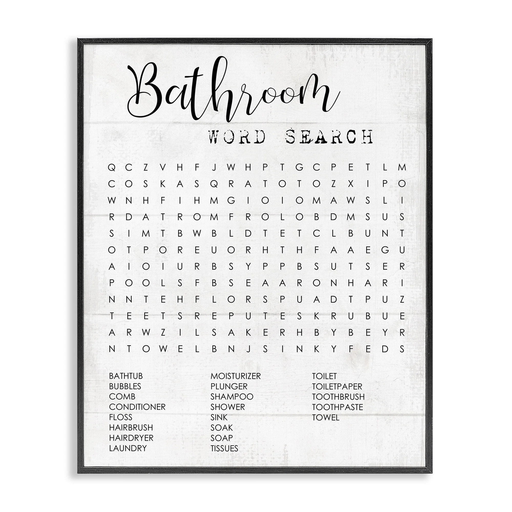 Bathroom Word Search Fun Family Word Design by Daphne Polselli - Graphic Art Print on Canvas | Wayfair North America