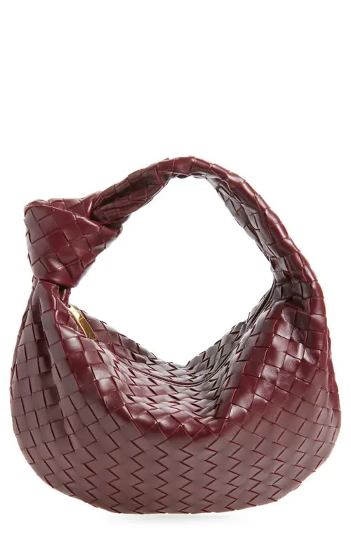 Bottega Veneta Teen Jodie Intrecciato Leather Hobo in Barolo-Gold at Nordstrom | Nordstrom
