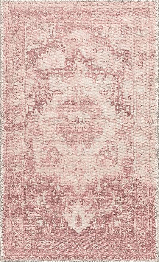 Adiva Rugs Machine Washable Area Rug for Living Room, Bedroom, Bathroom, Kitchen, Printed Persian... | Amazon (US)