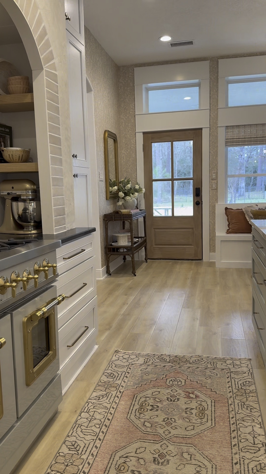 This wallpaper 😍😍👏🏻👏🏻 

Wayfair kitchen before and after home decor bar cart mirror shades chandelier 

#LTKWatchNow #LTKHome