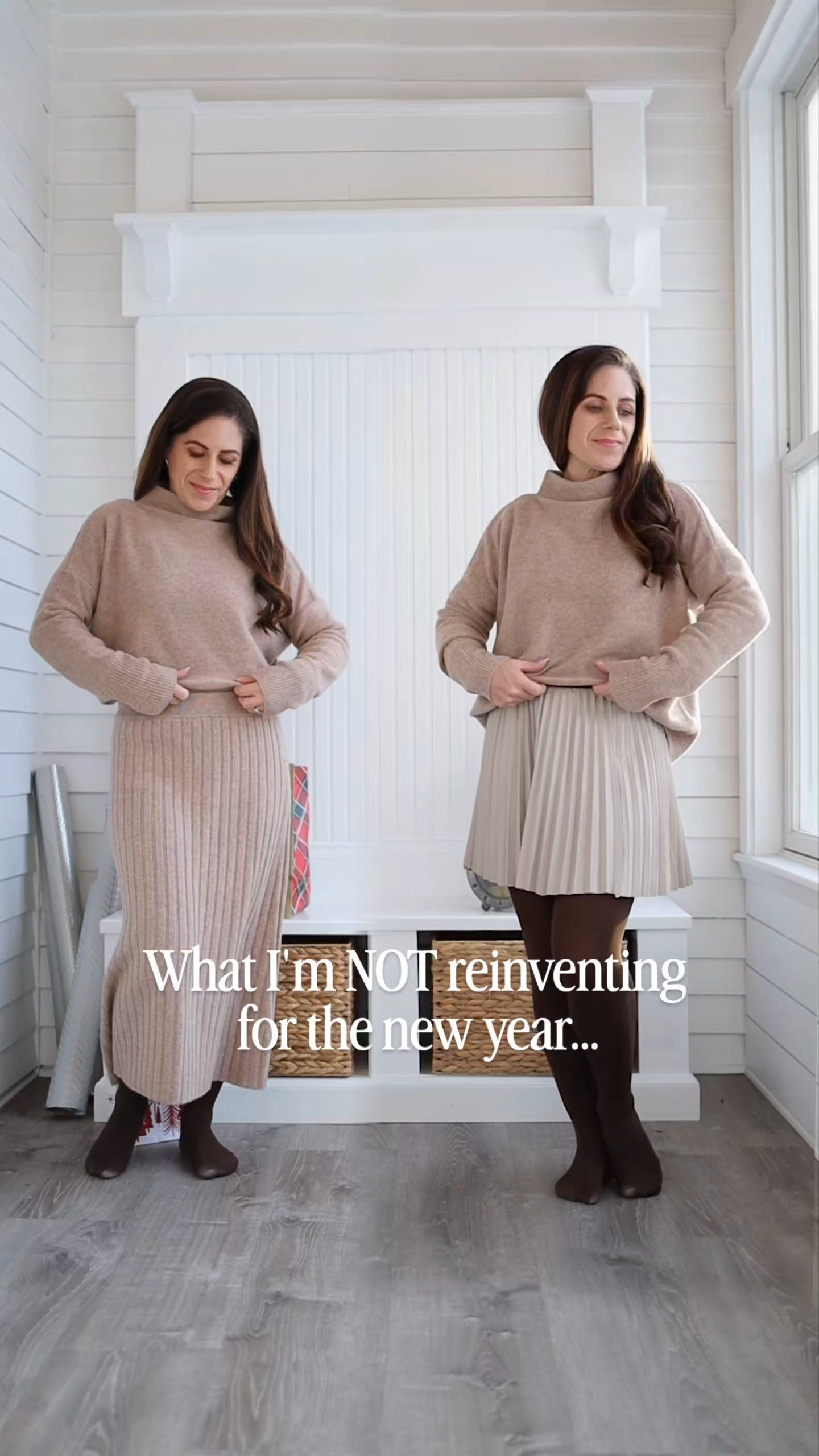 Timeless style doesn't reset every January! This cozy cashmere set from Quince can be styled SO many ways. It's exactly why I stopped chasing "new" to start choosing BETTER. Deliciously soft and versatile! The mock neck sweater is oversize. Size down if between sizes. 

Quality pieces adapt to your life. If one piece gives you multiple moods, it's worth keeping.

cashmere | knit skirt set | old money style  

 #LTKSeasonal #LTKOver40 #LTKPetite