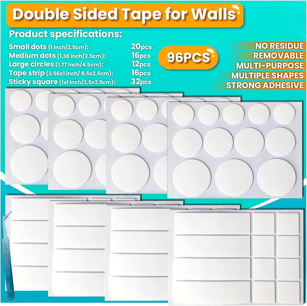Birllaid Double Sided Tape for Walls, Picture Hanging Strips Removable Mounting Dots Adhesive Hea... | Amazon (US)