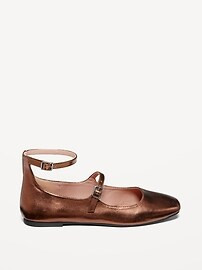 Double-Strap Faux Leather Mary Jane Flats | Old Navy (US)
