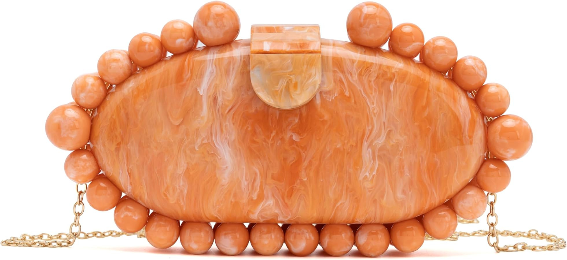 Clutch Bag for Women Oval Beads Purse Wedding Prom Party Marble Texture Acrylic Evening Bag Shoul... | Amazon (US)