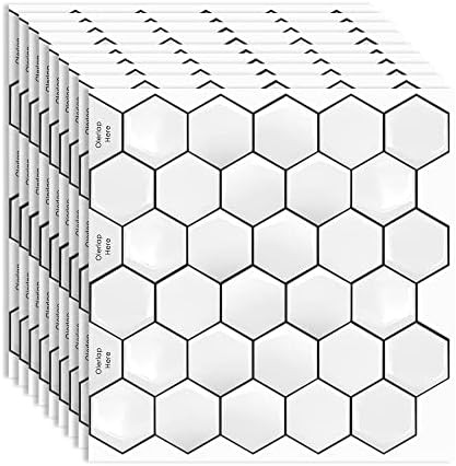 MORCART 12-Sheet Hexagon Peel and Stick Tile Backsplash, 3D Self-Adhesive Subway Tile Sticker, Stick | Amazon (US)