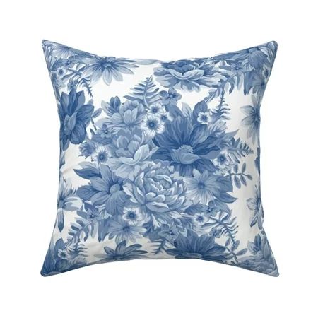 Chinoiserie Blue And White Throw Pillow Cover w Optional Insert by Roostery | Walmart (US)