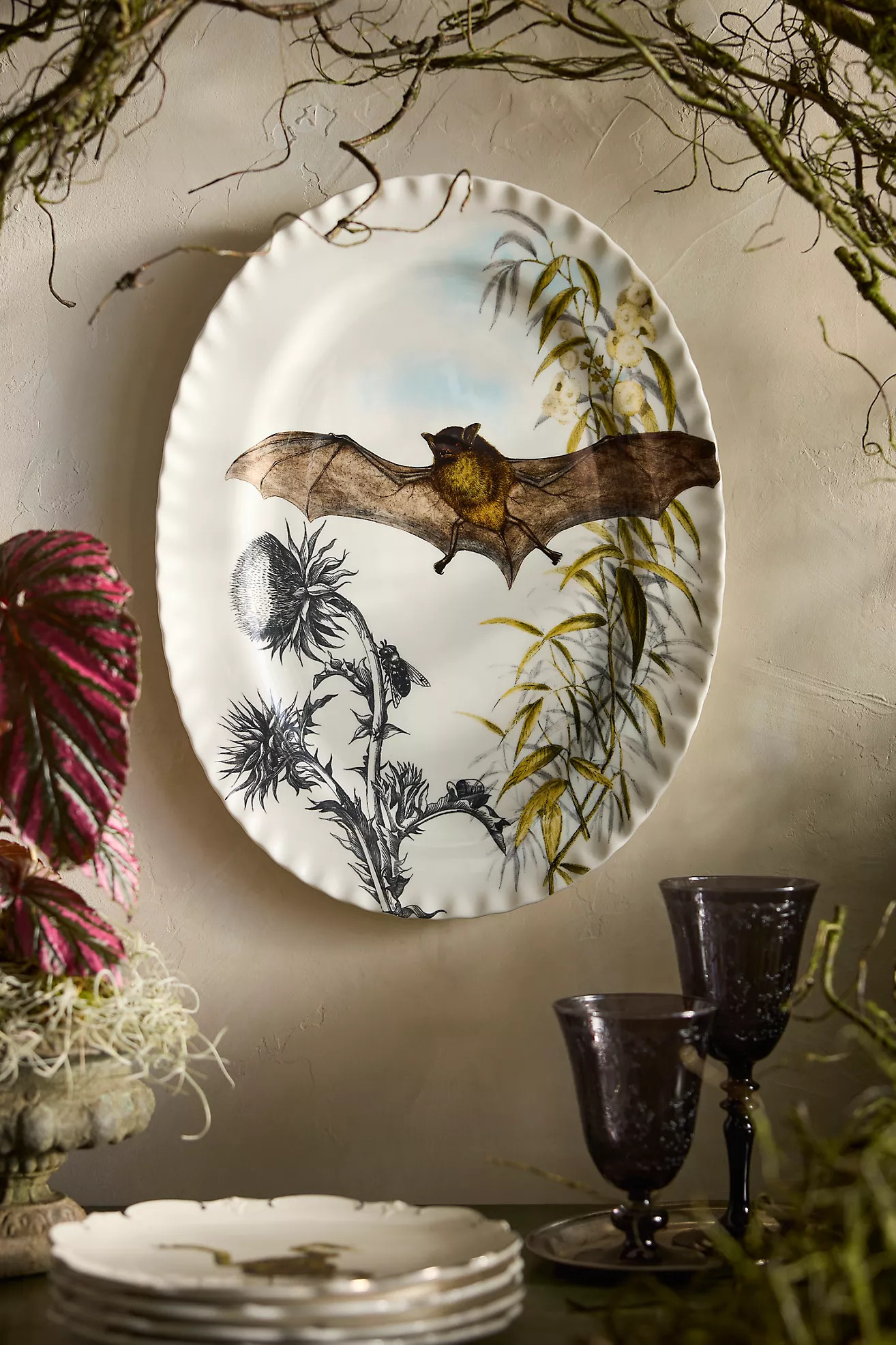 Halloween Bat Pinch Rim Serving Platter | Anthropologie (US)