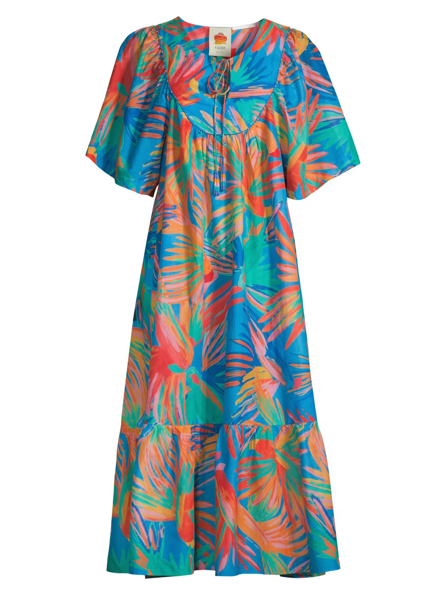 Painted Birds Cotton Midi-Dress | Saks Fifth Avenue
