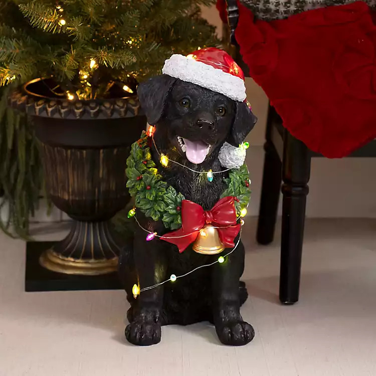 LED Black Lab Christmas Statue | Kirklands