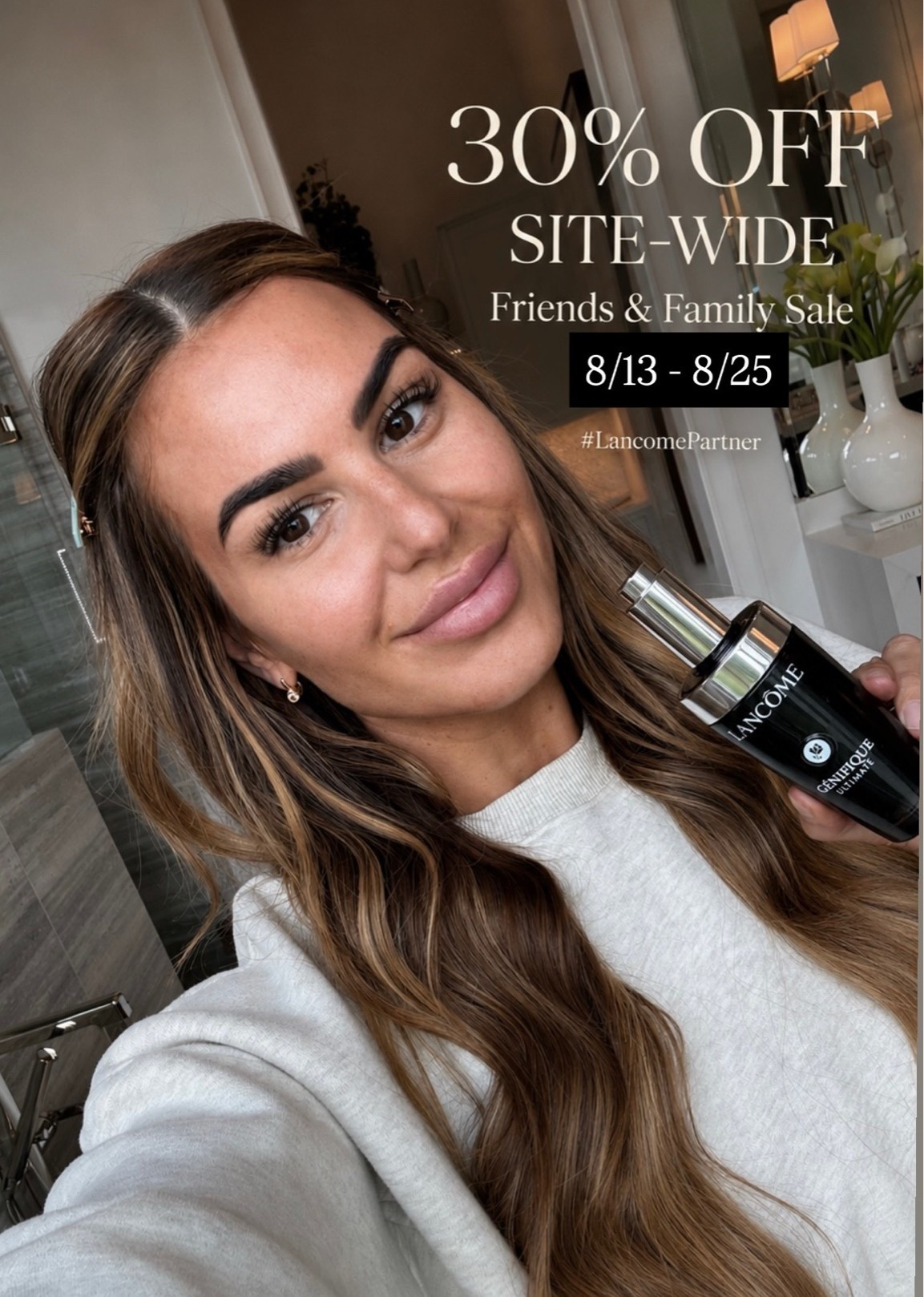 My fave Lancome Génifique Serum is 30% off right now through 8/25! Proven to visibly improve skin radiance and reduce fine lines. @lancomeofficial #Lancomepartner #Lancomeskincare