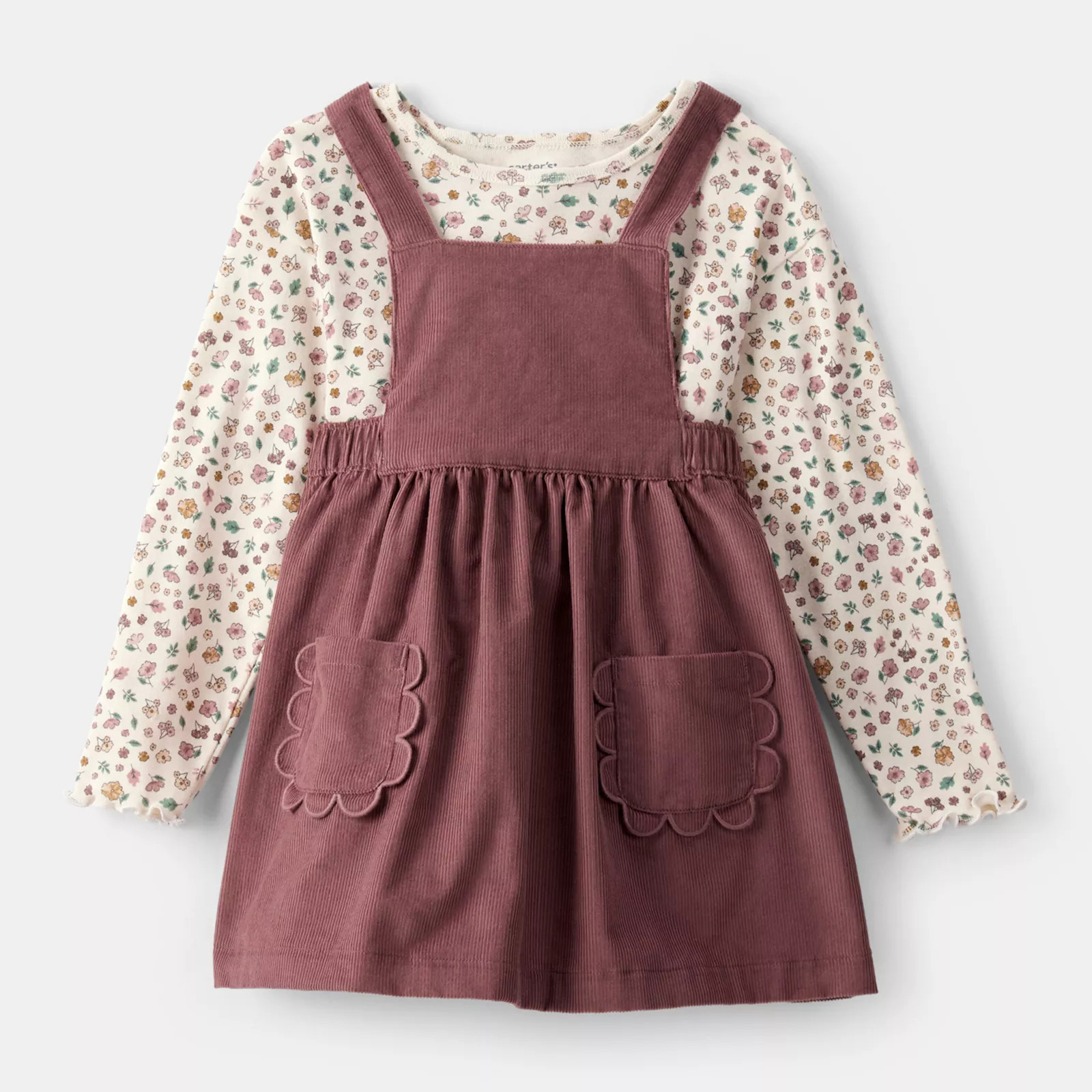 Girls Carter's 2-Piece Floral Corduroy Jumper Set, Girl's, Size: 3T, Brown | Kohl's