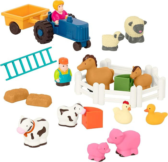 Battat – Farm Animal Play Set – 25 Animals, Fences, Farmers, Tractor, Trailer & More for Todd... | Amazon (US)