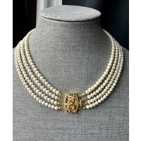 Freshwater Pearl Layered Necklace. 5-6mm Near Round Beads With Gold/Silver Plated Buckle. Two Way To Wear | Etsy (US)