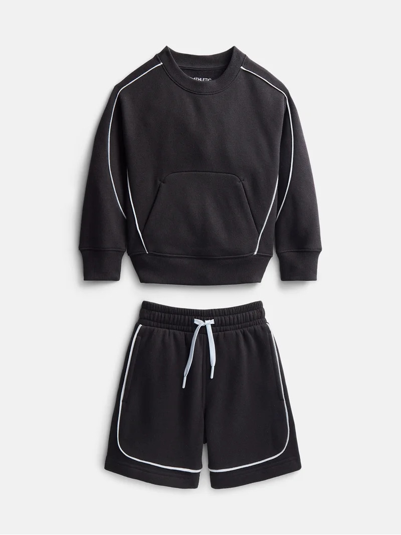 Athletic Works Boys Fleece Sweatshirt and Sweatshorts Set, 2 Piece, Sizes 4-18 & Husky | Walmart (US)