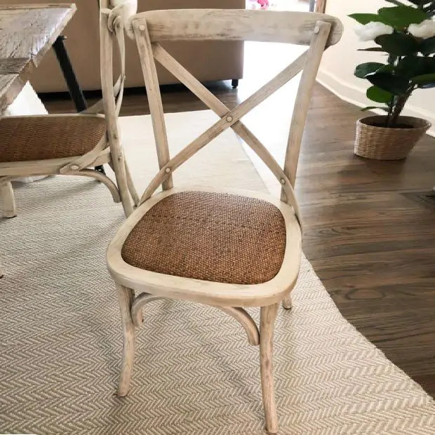 White Wash Cross Back Cottage Chair Set of 2 | Antique Farm House