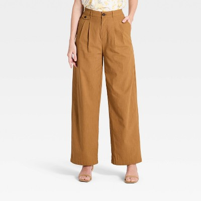 Women's Linen Trouser Pants - A New Day™ Tan XL | Target
