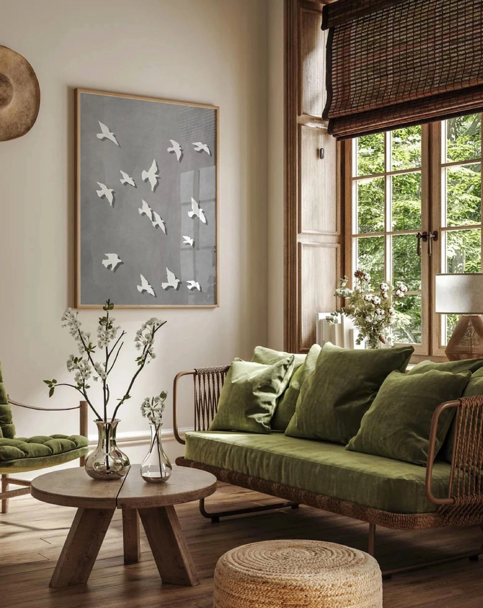 Bird Flock Art Print, Abstract Birds Wall Art, Gray White Modern Digital Art, White Birds Illustr... | Etsy (US)