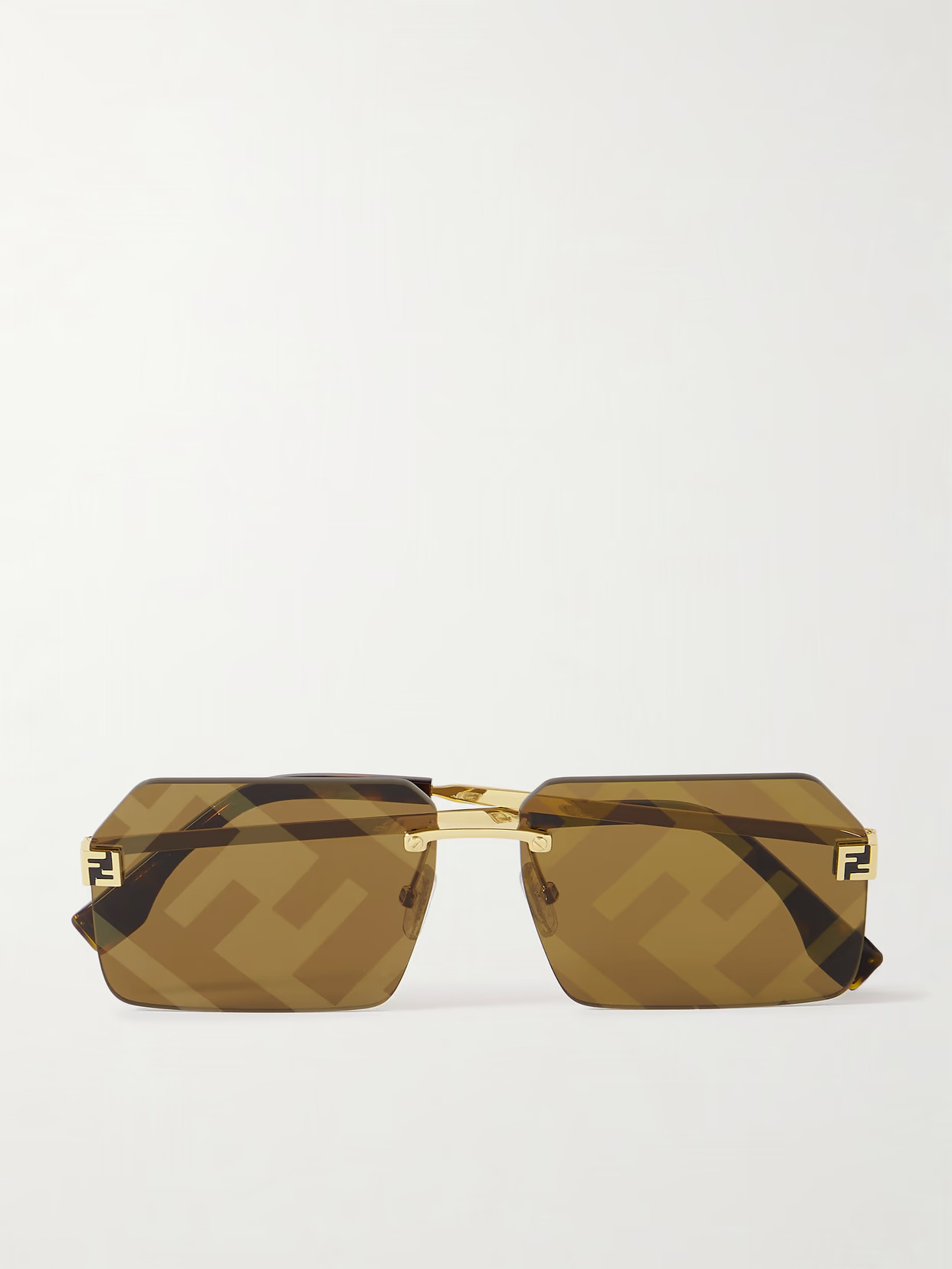 Fendi Eyewear - Fendi Sky Rimless Rectangle-frame Gold-tone Sunglasses - One size | NET-A-PORTER (US)