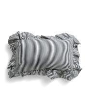 9X16 Newport Pinstripe Oversized Ruffle Oblong Pillow, Cotton/Polyester | TJ Maxx