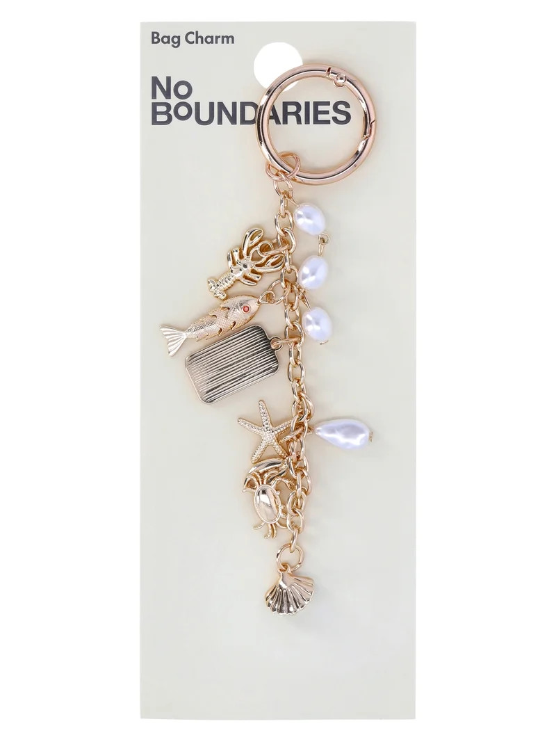 No Boundaries Women's Beach Icons Bag Charm, Gold Shell Clutter Charm | Walmart (US)