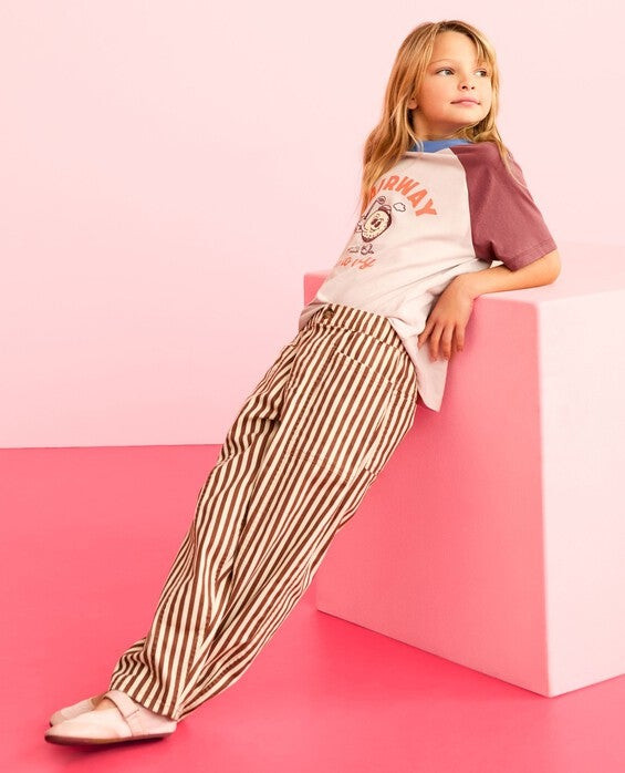 Girls' & Boys' Tortoise Shell & Ecru Canvas Barrel Pants - Size Big Kids 10 by Hanna Andersson | Hanna Andersson