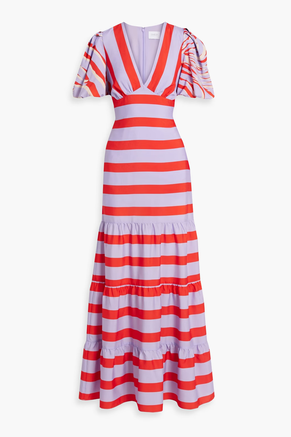 Gathered striped crepe de chine maxi dress | The Outnet (US and CA)
