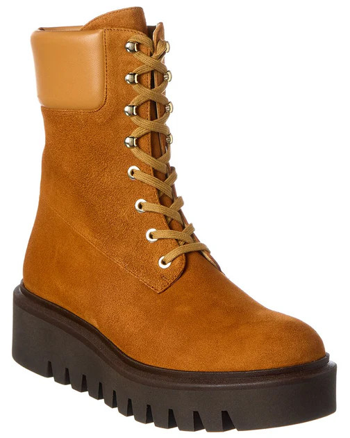 Stuart Weitzman Chalet Lug Suede & Leather Combat Boot | Shop Premium Outlets