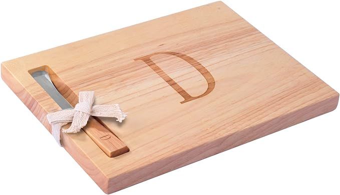 Monogram Oak Wood Cheese Board With Spreader,S-Initial (S) | Amazon (US)
