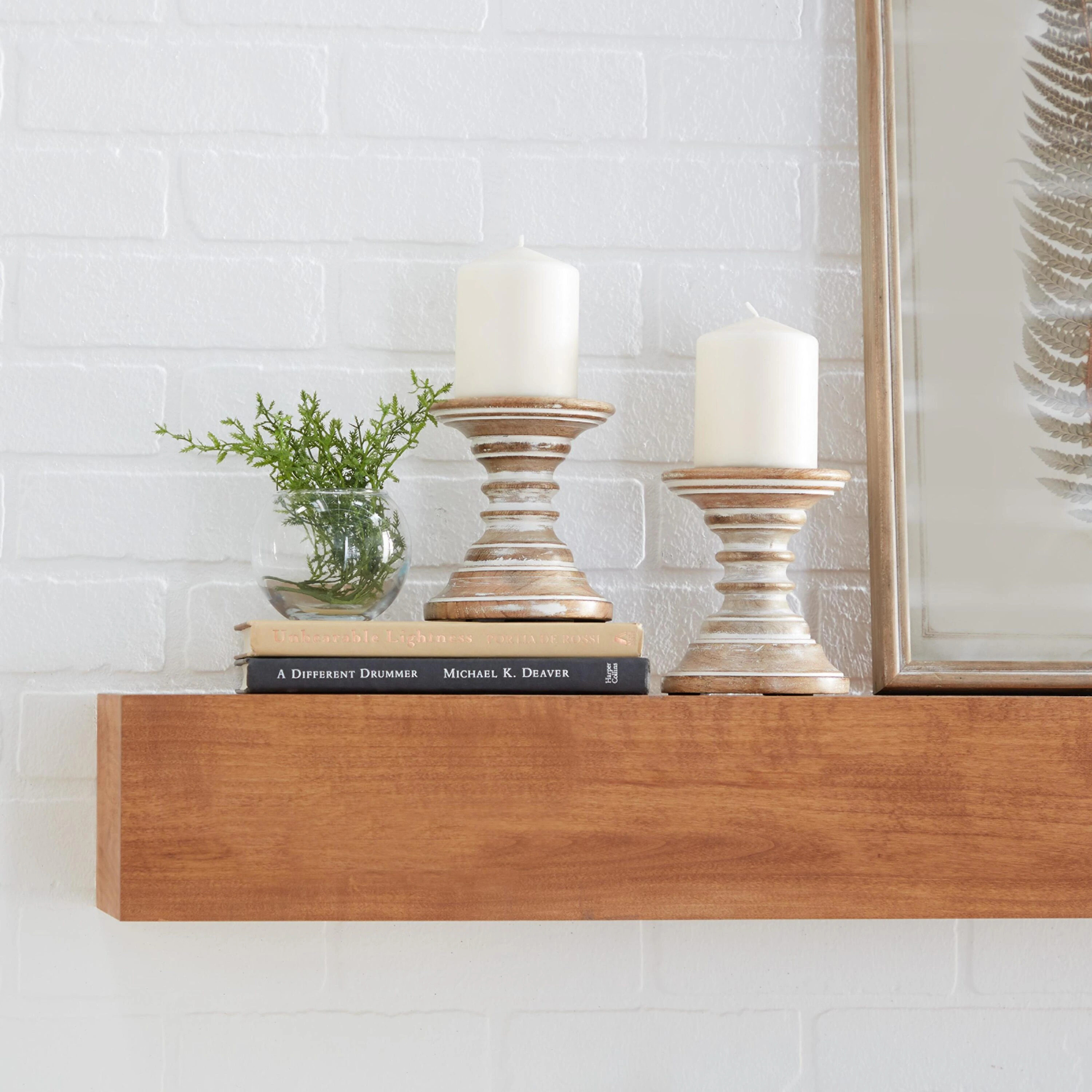 Grayson Lane 2 Candle Wood Pillar Candle Holder in Brown | 51513 | Lowe's