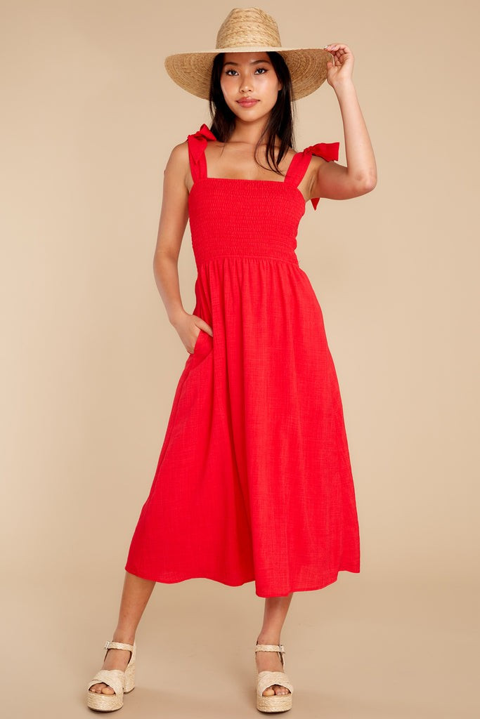 Falling For You Again Red Midi Dress | Red Dress 
