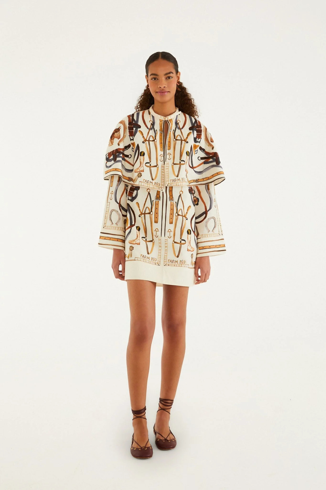 Off-White Equestrian Scarf Cape Mini Dress | FarmRio (US)