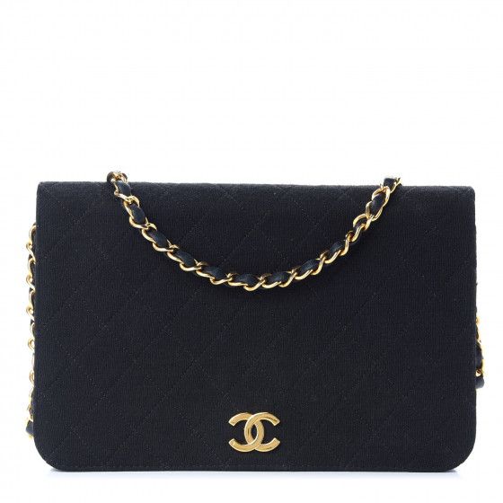 CHANEL Jersey Quilted Wallet On Chain WOC Black | Fashionphile
