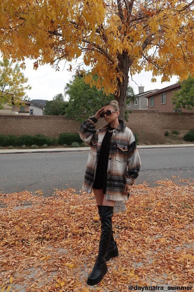 Plaid Drop-Sleeve Shacket | Forever 21 (US)