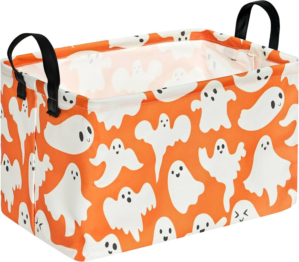 Ghost Halloween Party Basket, Collapsible Gift Storage Container for Kids' Toys and Clothes, Cute... | Amazon (US)