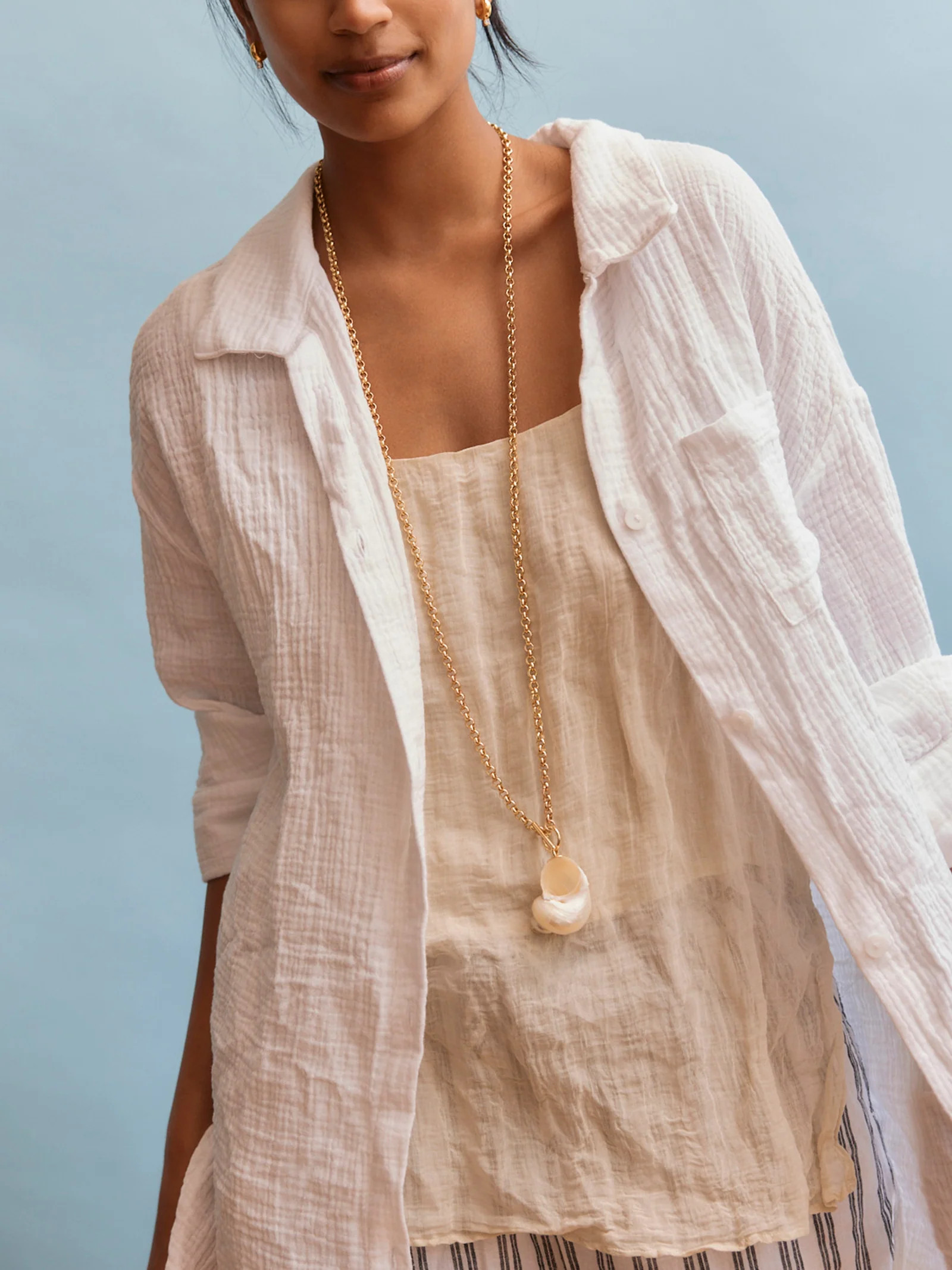 Ophelia Shell Wrap Necklace - Gold/Pearl | BaubleBar