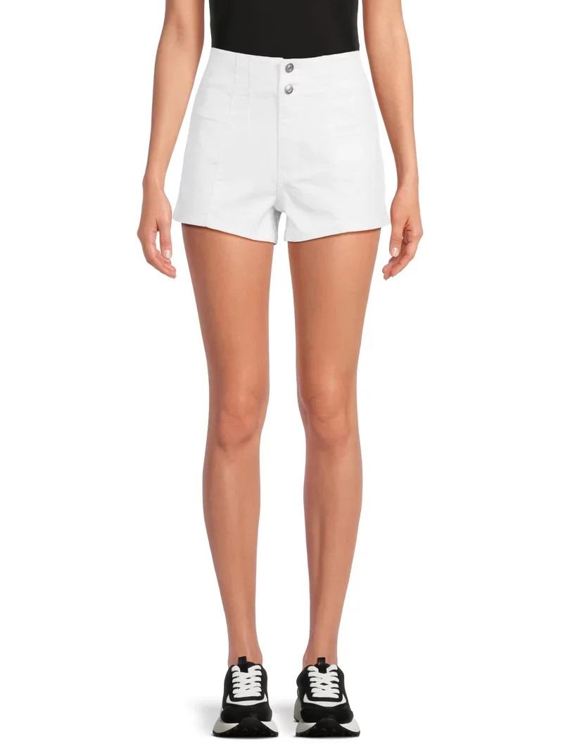 No Boundaries Pintuck Denim Shorts, 3” Inseam, Women’s and Women’s Plus | Walmart (US)