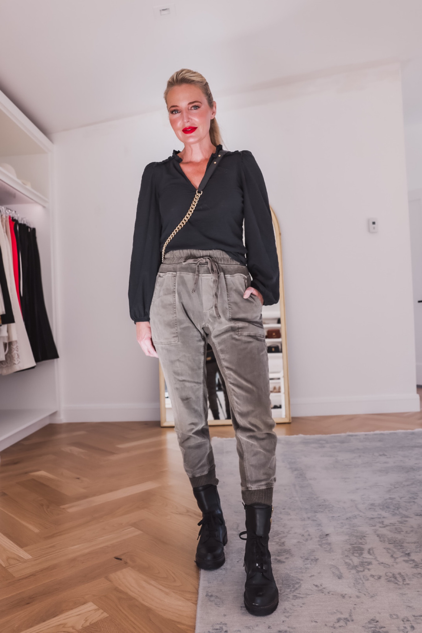 These James Perse joggers are SO comfy, but still make you look pulled together! For this look, I threw on a Nation LTD black long sleeve tee, See By Chloe combat boots, a chic red lip, and YSL crossbody bag. 

~Erin xo 

#LTKstyletip #LTKSeasonal #LTKtravel