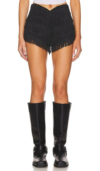 Lovers and Friends Andi Fringe Skort in Black. - size S | Revolve Clothing (Global)