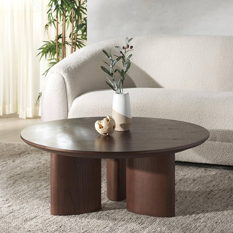 SAFAVIEH Couture Collection Barnard Walnut Round Solid Wood Coffee Table | Amazon (US)