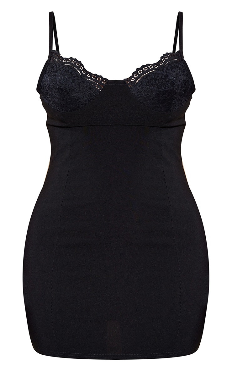 Shape Black Lace Cup Detail Strappy Bodycon Dress | PrettyLittleThing UK