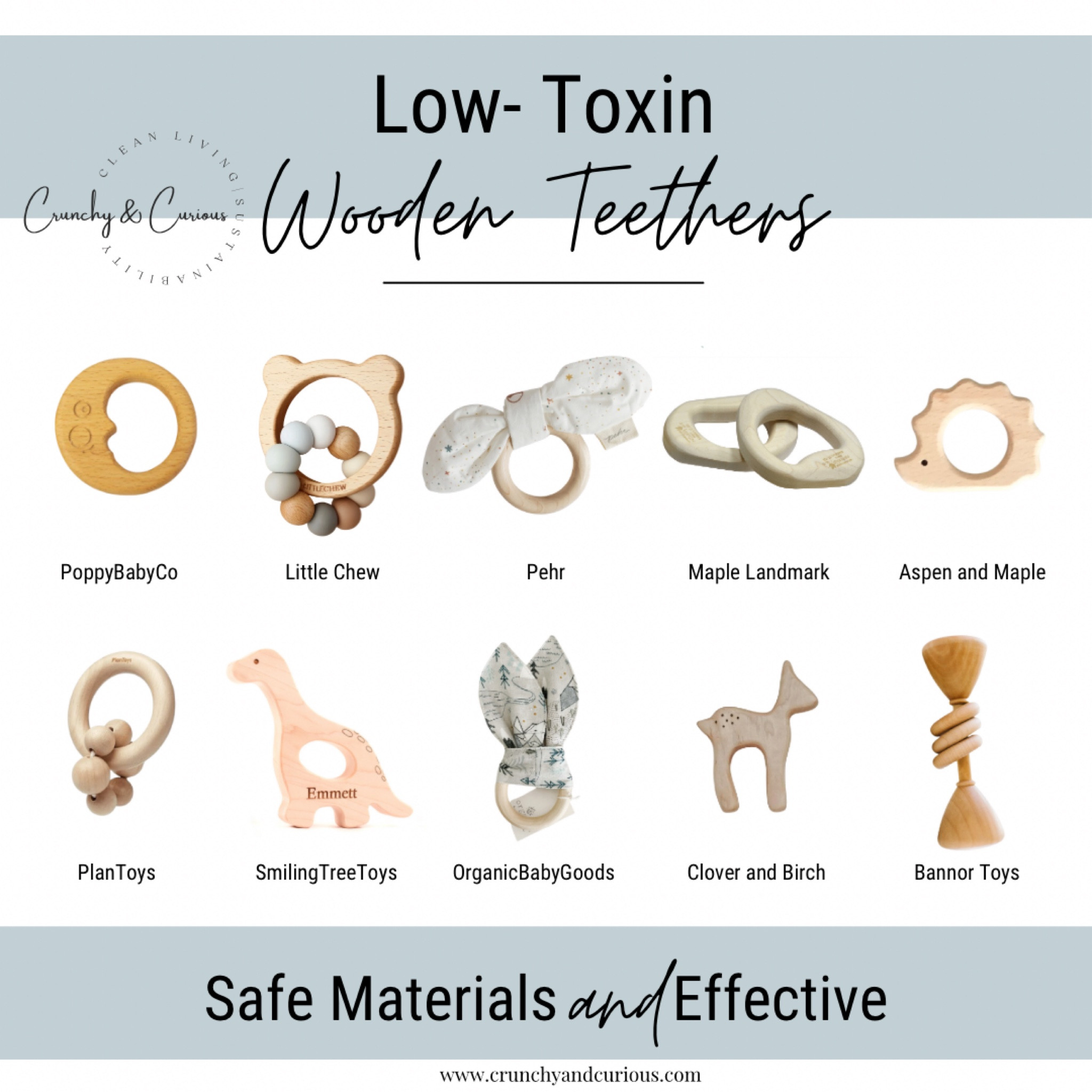 Teething is a milestone that comes with many different emotions for parents. It’s typically the start of eating solids, the loss of the adorable gummy smile, and quite possibly, the frustration that comes with the uncomfortable feelings your little one is experiencing. 

While there are many products out there that boast a teething cure-all, each kiddo is different and what works for one may not work for another. 

When it comes to teethers, choosing non-toxic options was essential for my little one. Why? Because your baby explores the world through their mouth, and the last thing you want is harmful chemicals in their teethers.

Prioritize teethers made from safe materials such as natural rubber, organic cotton, or untreated wood.

Here's what I prioritize in non-toxic teethers: 
🌿 Made from safe and durable materials 
🌿 Free from harmful chemicals like BPA, phthalates, and PVC 
🌿 Textured and soothing for teething babies 
🌿 Easy to clean and baby-friendly

My top two recommendations for materials are 100% wood or natural rubber though some 100% food-grade or platinum silicone options can fit the bill, too.

#LTKbaby #LTKkids #LTKbump