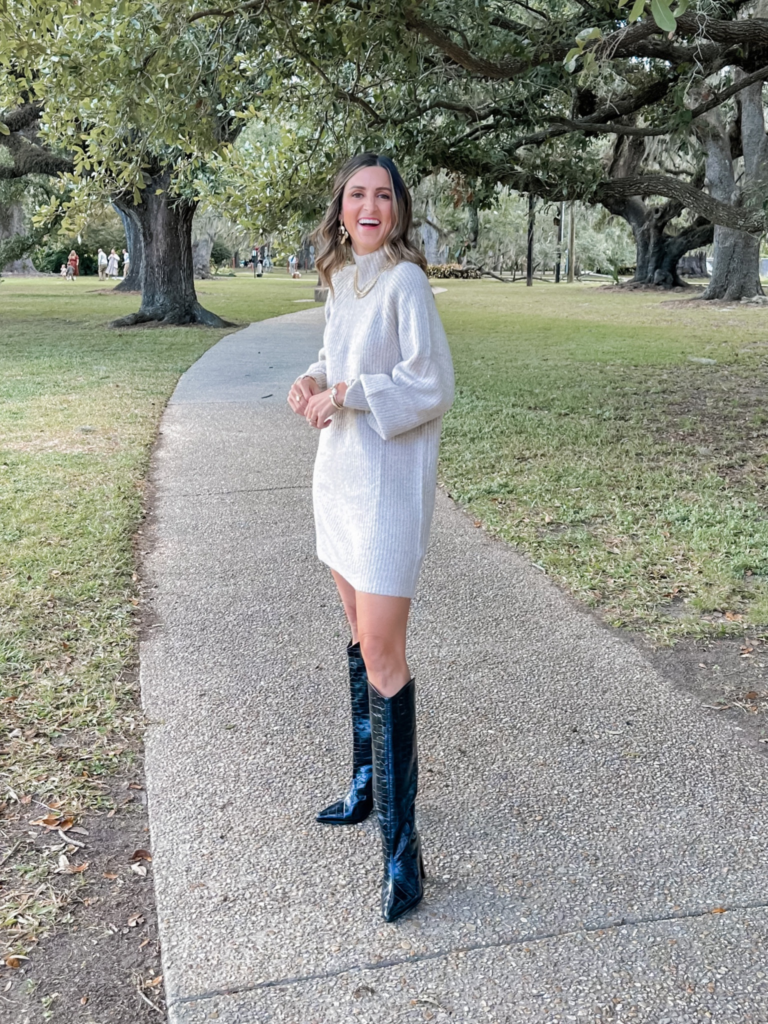 Family photo outfit! Sweater dress is under $50. And Schutz boots are on sale! 
Both fit TTS  

#LTKfindsunder50 #LTKsalealert #LTKHoliday
