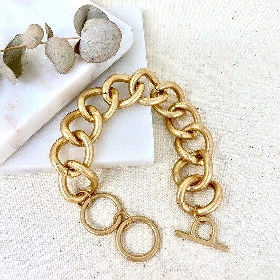 Simple Gold Chain Bracelet, Chain and Link Bracelet, Bracelet, Chain Bracelet,Gold link bracelet ... | Etsy (US)