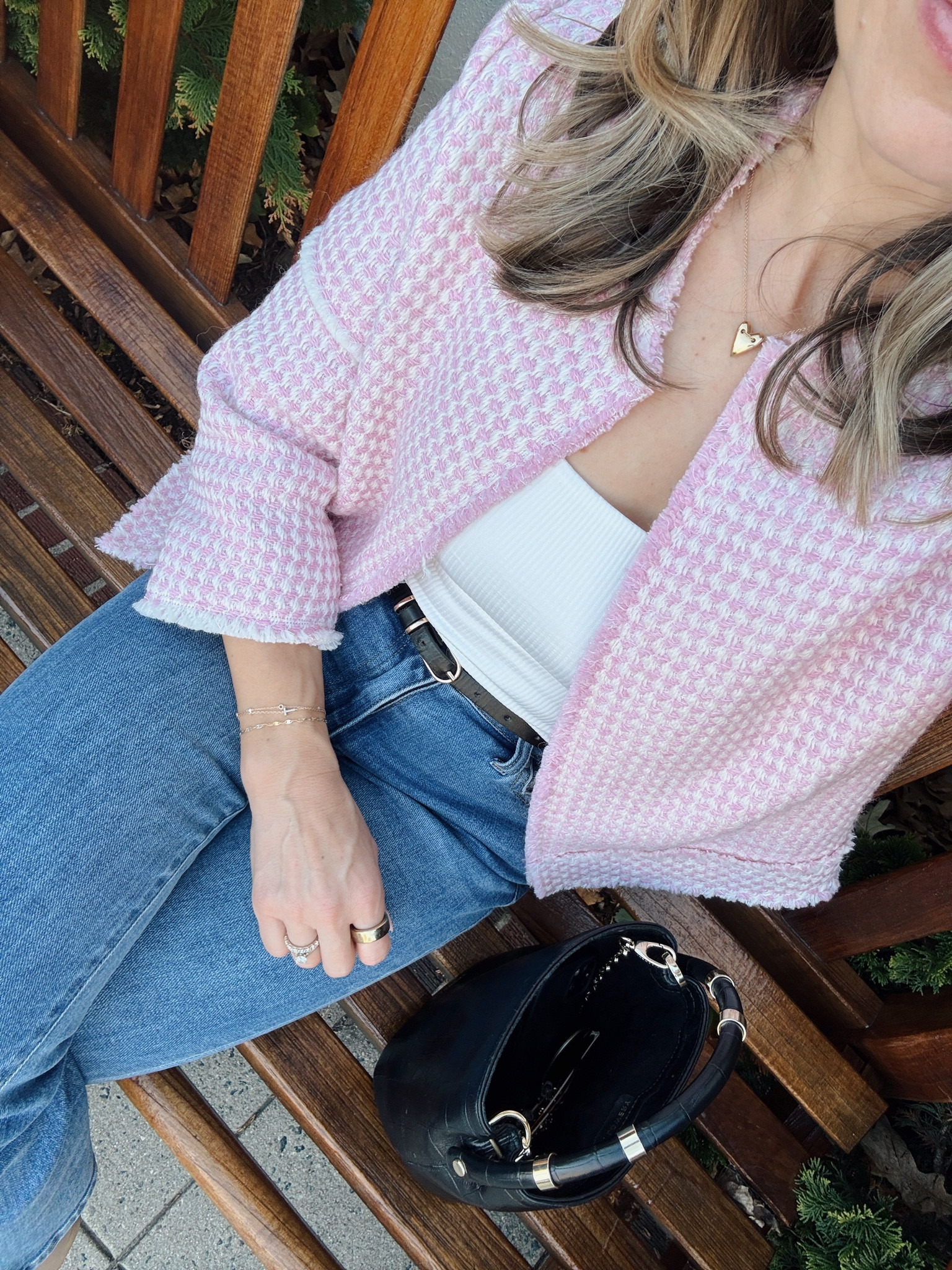 The perfect spring outfit! 

Quince jeans fit amazing 
Pink blazer is so timeless 
Quality, classic gold jewelry 
My favorite bucket bag 

#LTKOver40 #LTKSeasonal #LTKWorkwear