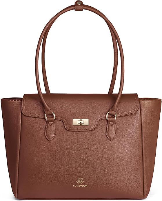 LOVEVOOK Laptop Bag for Women Soft Leather Work Bag, Office Shoulder Tote Purse Professional Brie... | Amazon (US)
