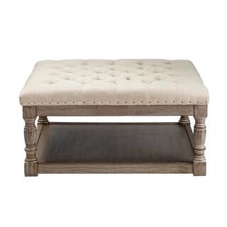 JAYDEN CREATION Faiym Linen Shelved Tufted Cocktail Ottoman HOTS0175-LINEN | The Home Depot