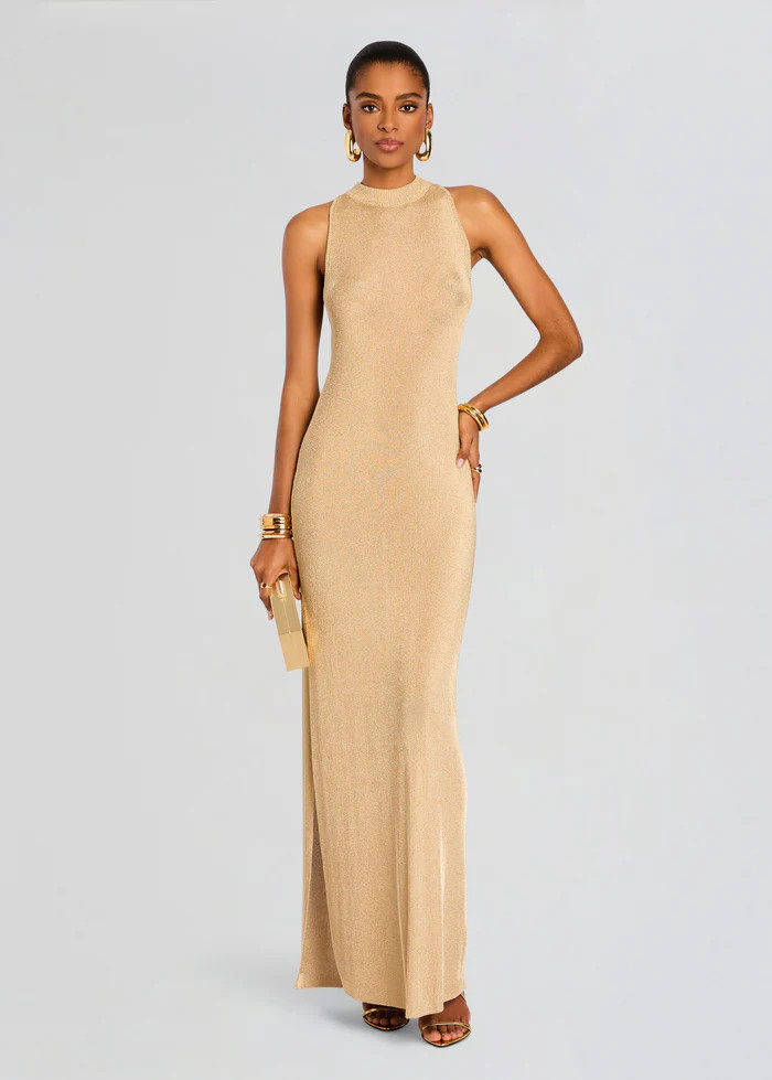 Henne Metallic Knit Maxi Dress | Retrofete