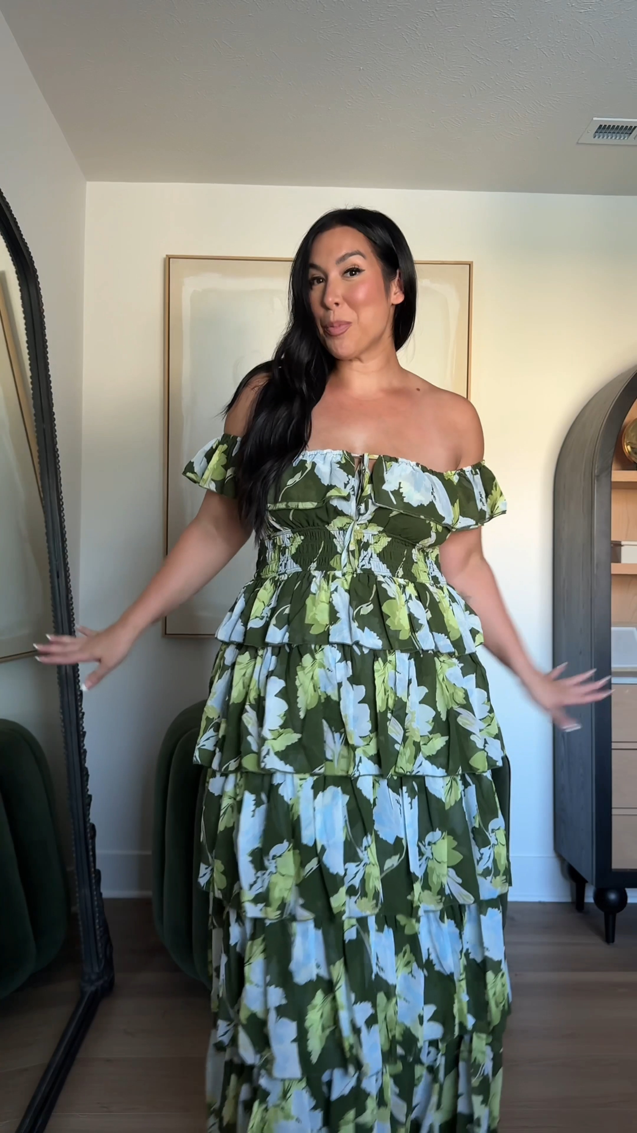 Loving how versatile this piece is! You can wear this dress on or off the shoulder. Wearing Petal & Pup XL, fall wedding guest dresses, pre fall, midsize 
#LTKmidsize #LTKweddingguestdress 

 
