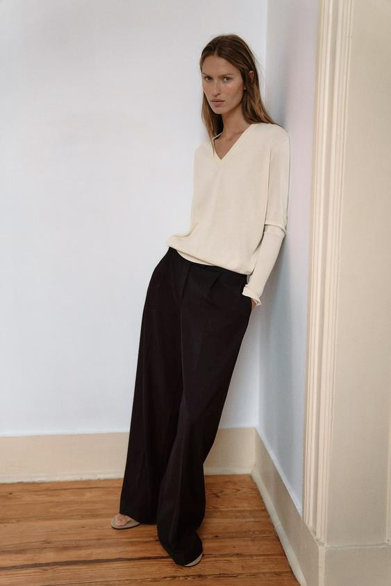 PLEATED STRAIGHT LEG PANTS | Zara US